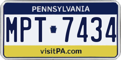 PA license plate MPT7434
