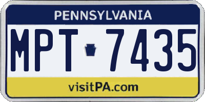 PA license plate MPT7435