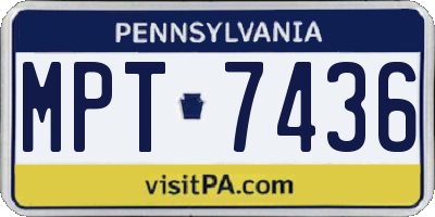 PA license plate MPT7436