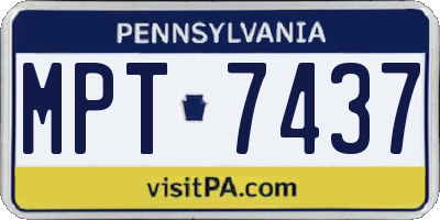 PA license plate MPT7437