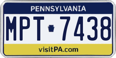 PA license plate MPT7438