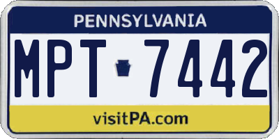PA license plate MPT7442