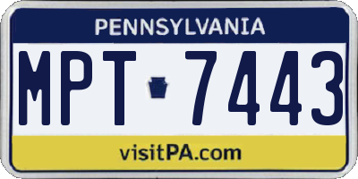 PA license plate MPT7443
