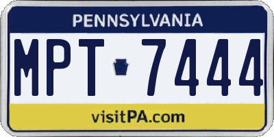 PA license plate MPT7444