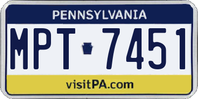 PA license plate MPT7451