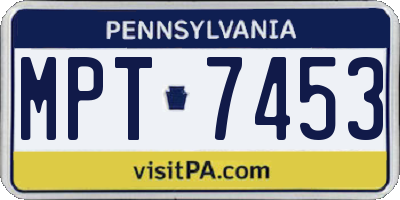 PA license plate MPT7453