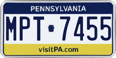 PA license plate MPT7455