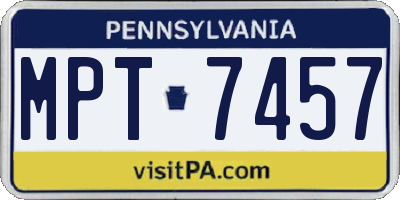 PA license plate MPT7457