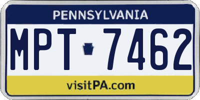 PA license plate MPT7462