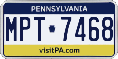 PA license plate MPT7468