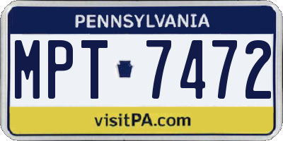 PA license plate MPT7472