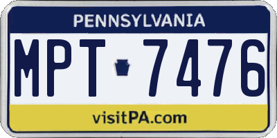PA license plate MPT7476