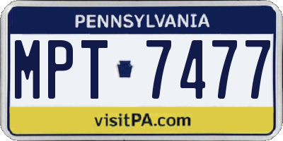 PA license plate MPT7477