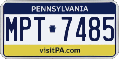 PA license plate MPT7485