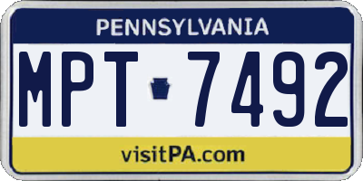 PA license plate MPT7492