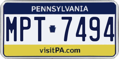 PA license plate MPT7494