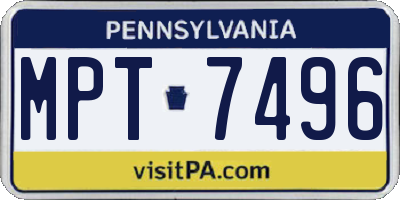 PA license plate MPT7496