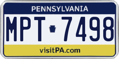 PA license plate MPT7498