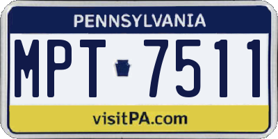 PA license plate MPT7511