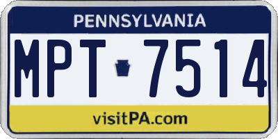 PA license plate MPT7514