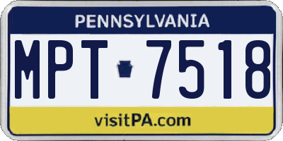 PA license plate MPT7518