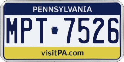 PA license plate MPT7526