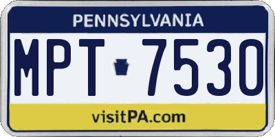 PA license plate MPT7530