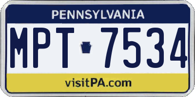 PA license plate MPT7534