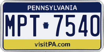 PA license plate MPT7540