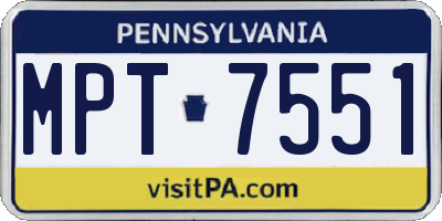 PA license plate MPT7551