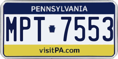 PA license plate MPT7553
