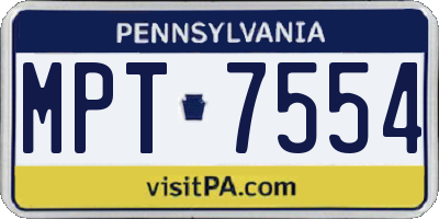 PA license plate MPT7554