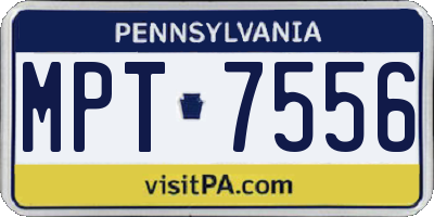 PA license plate MPT7556