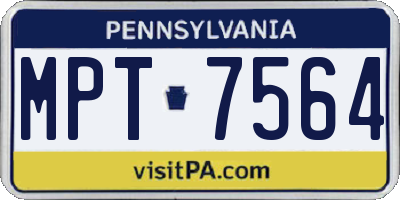 PA license plate MPT7564