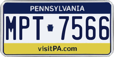 PA license plate MPT7566