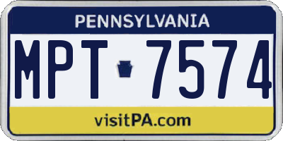 PA license plate MPT7574