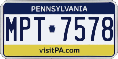PA license plate MPT7578