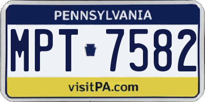 PA license plate MPT7582