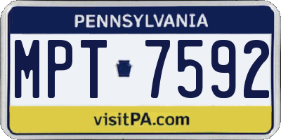 PA license plate MPT7592