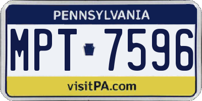 PA license plate MPT7596