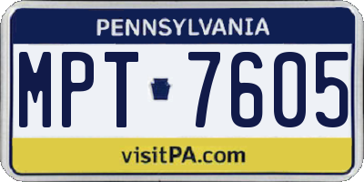 PA license plate MPT7605