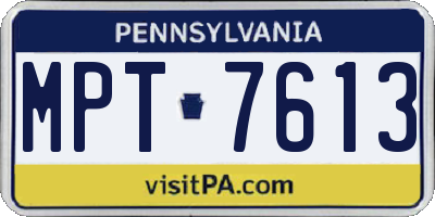 PA license plate MPT7613