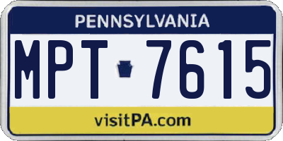 PA license plate MPT7615