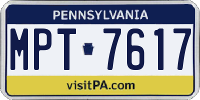 PA license plate MPT7617