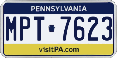PA license plate MPT7623