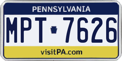 PA license plate MPT7626