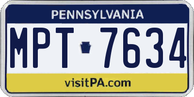 PA license plate MPT7634