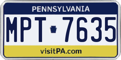 PA license plate MPT7635