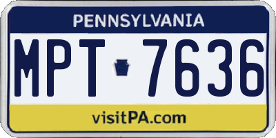 PA license plate MPT7636