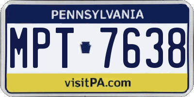 PA license plate MPT7638